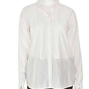 ELIZABETH & JAMES Sz XXL Women’s White Tie-Neck Button Down Shirt Blouse
